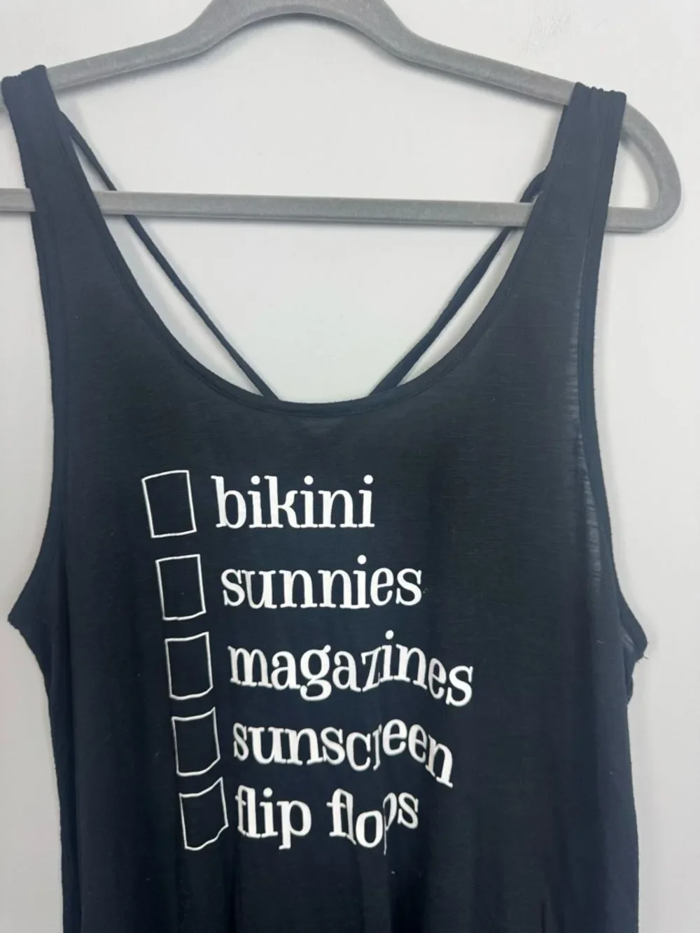 XHILARATION | Black Crossback Swim Coverup Checklist Graphic Women’s Size XL